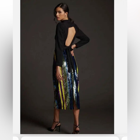 NEW Anthropologie Radalamal Striped Sequined Midi Skirt - XS